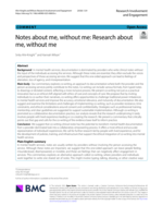 Notes about me, without me: Research about me, without me