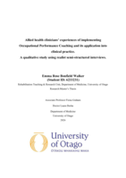 Allied health clinicians’ experiences of implementing Occupational Performance Coaching and its application into clinical practice. A qualitative study using realist semi-structured interviews
