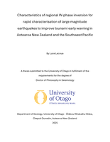 Characteristics of regional W-phase inversion for rapid characterisation of large magnitude earthquakes to improve tsunami early warning in Aotearoa New Zealand and the Southwest Pacific