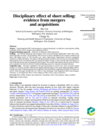 Disciplinary effect of short selling: evidence from mergers and acquisitions
