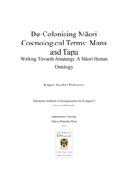 De-colonising Māori cosmological terms: Mana and tapu. Working towards Atuatanga: A Māori human ontology