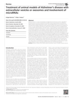 Treatment of animal models of Alzheimer's disease with extracellular vesicles or exosomes and involvement of microRNAs