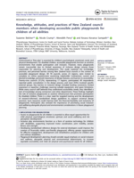 Knowledge, attitudes, and practices of New Zealand council members when developing accessible public playgrounds for children of all abilities