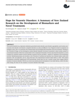 Hope for Neurotic Disorders: A Summary of New Zealand Research on the Development of Biomarkers and Novel Treatments