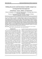 Defining the Psycho-Social Determinants of Public Transport Use: An Integrated Theoretical Approach