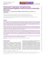 Pharmacists' experiences of implementing ethnicity-based eligibility criteria services in community pharmacy