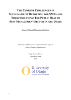 The current challenges in sustainability reporting for SMEs and their solutions: The public health pest management sector in Abu Dhabi