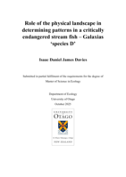Role of the physical landscape in determining patterns in a critically endangered stream fish – Galaxias 'species D'