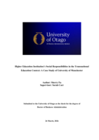 Higher education institution's social responsibilities in the transnational education context: A case study of University of Manchester
