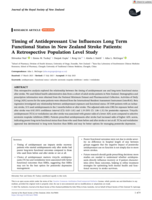 Timing of Antidepressant Use Influences Long Term Functional Status in New Zealand Stroke Patients: A Retrospective Population Level Study