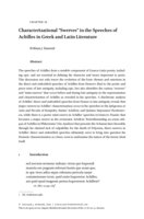 Characterizational "Swerves" in the Speeches of Achilles in Greek and Latin Literature