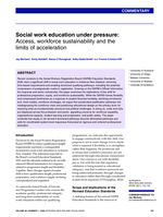 Social work education under pressure: Access, workforce sustainability and the limits of acceleration