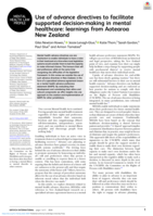 Use of advance directives to facilitate supported decision-making in mental healthcare: learnings from Aotearoa New Zealand