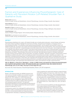 Factors and experiences influencing physiotherapists’ care of patients with rotator cuff-related shoulder pain: A qualitative study
