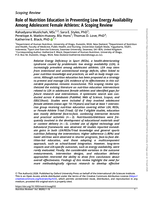 Role of Nutrition Education in Preventing Low Energy Availability Among Adolescent Female Athletes: A Scoping Review