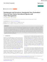 Immigrants and Invasives: Immigrant New Zealanders' Views of Non‐Native Introduced Species and Their Management