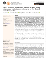 Factors influencing needle-length selection for adult deltoid intramuscular vaccination: an online survey of New Zealand vaccinators' practice