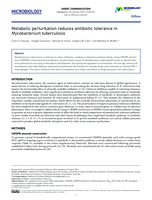 Metabolic perturbation reduces antibiotic tolerance in Mycobacterium tuberculosis