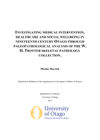 Investigating medical intervention, healthcare and social wellbeing in nineteenth century Otago through paleopathological analysis of the W. D. Trotter Skeletal Pathology Collection