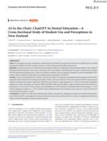 AI In the Chair: ChatGPT In Dental Education—A Cross-Sectional Study of Student Use and Perceptions in New Zealand
