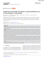 Deploying Oral Health Therapists in Aged Residential Care in New Zealand: A Pilot Study