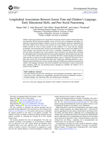 Longitudinal Associations Between Screen Time and Children's Language, Early Educational Skills, and Peer Social Functioning