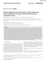Business Strategy and the Environment Political Appointment of Executives, Green Action and Firm Performance: Evidence From the World Bank Enterprise Survey