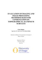 Evaluation of Imaging and Image Processing Methodologies for Condensation on Topographical Aluminium Surfaces
