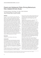 Parent and Adolescent Risky Driving Behaviours: New Zealand Drivers Study