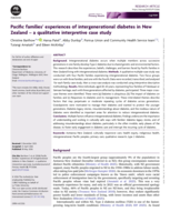 Pacific families' experiences of intergenerational diabetes in New Zealand - a qualitative interpretive case study