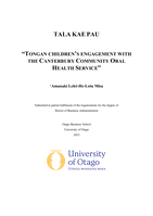Tala kae pau: Tongan children's engagement with the Canterbury Community Oral Health Service