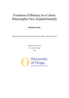 Evolution of Mimicry in a Colour Polymorphic New Zealand Stonefly