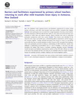 Barriers and facilitators experienced by primary school teachers returning to work after mild traumatic brain injury in Aotearoa, New Zealand