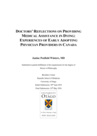 Doctors' reflections on providing medical assistance in dying: experiences of early adopting physician providers in Canada