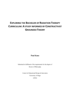 Exploring the Bachelor of Radiation Therapy curriculum: A study informed by constructivist grounded theory