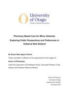 Pharmacy-based care for minor ailments: Exploring public perspectives and preferences in Aotearoa New Zealand