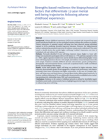 Strengths-based resilience: the biopsychosocial factors that differentiate 12-year mental well-being trajectories following adverse childhood experiences