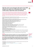 High-dose, short-course primaquine after point-of-care G6PD testing for the radical cure of Plasmodium vivax malaria: a safety study in Papua New Guinea and Indonesia