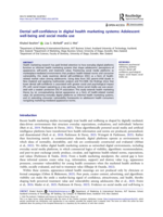 Dental self-confidence in digital health marketing systems: Adolescent well-being and social media use
