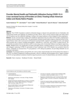 Provider Mental Health and Telehealth Utilization During COVID-19: A Cross-sectional Survey of Providers at Clinics Treating Urban American Indian and Alaska Native Peoples