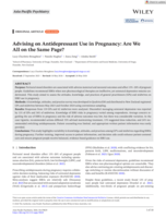 Advising on Antidepressant Use in Pregnancy: Are We All on the Same Page?