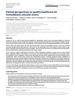 Patient perspectives on quality healthcare for hemodialysis vascular access