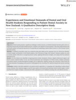 Experiences and Emotional Demands of Dental and Oral Health Students Responding to Patient Dental Anxiety in New Zealand: A Qualitative Descriptive Study