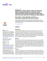 Eligibility to donate blood under an individual donor assessment policy: A national cross-sectional study of gay, bisexual and other men who have sex with men in Aotearoa, New Zealand