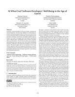 At What Cost? Software Developers' Well-Being in the Age of GenAI