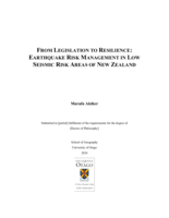 From legislation to resilience: Earthquake risk management in low seismic risk areas of New Zealand