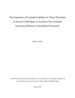 The Expansion of Criminal Liability for Those Proximate to Serious Child Injury in Aotearoa New Zealand: Necessary Reform or Unjustified Overreach?