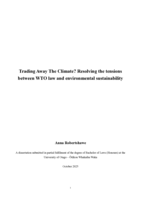 Trading Away The Climate? Resolving the Tensions between WTO Law and Environmental Sustainability