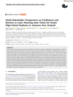 Multi‐Stakeholder Perspectives on Facilitators and Barriers to Later Morning Start Times for Senior High School Students in Aotearoa New Zealand