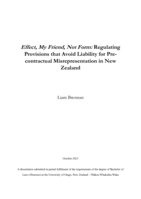 <em>Effect, My Friend, Not Form</em>: Regulating Provisions that Avoid Liability for Precontractual Misrepresentation in New Zealand